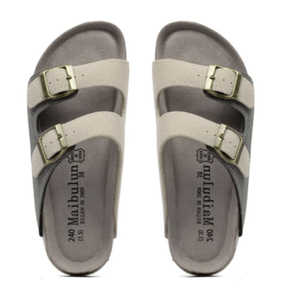 Maibulun Suede Sandal - Grey and Cream