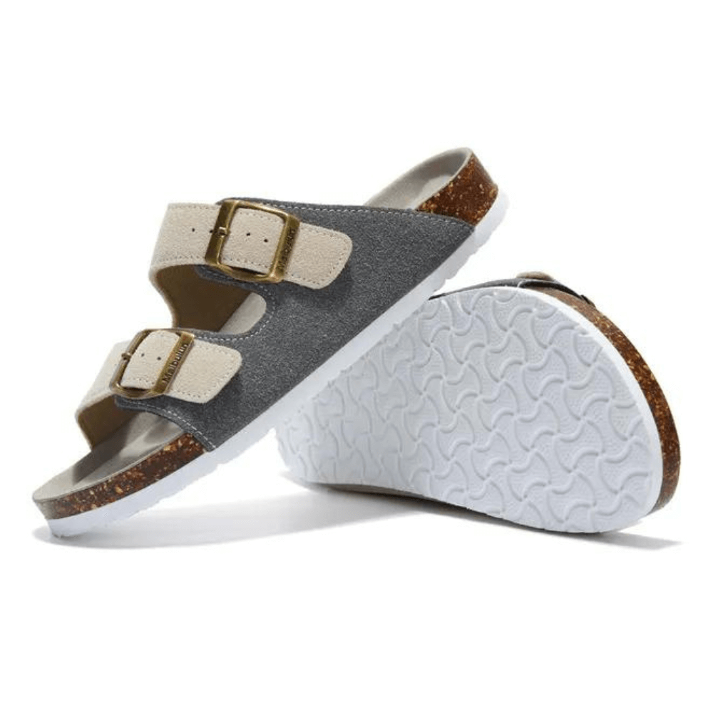 Maibulun Suede Sandal - Grey and Cream