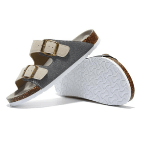 Maibulun Suede Sandal - Grey and Cream