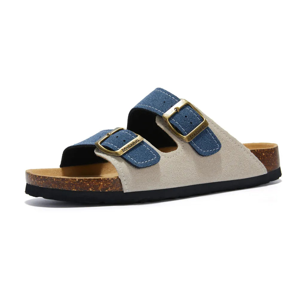 Maibulun Suede Sandal - Cream and Blue