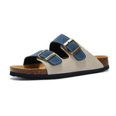 Maibulun Suede Sandal - Cream and Blue