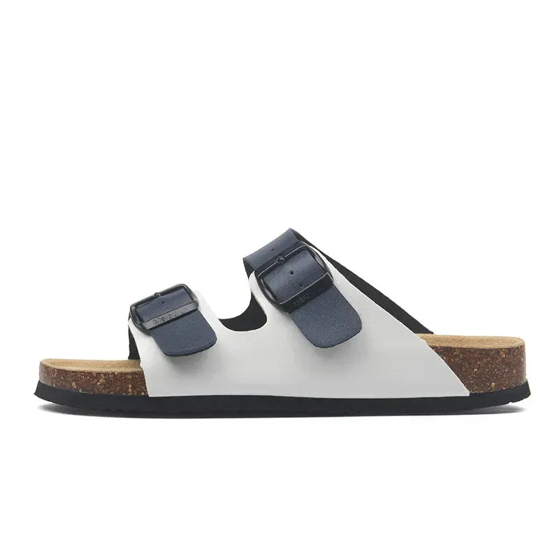Maibulun Leather Sandal - White and Blue